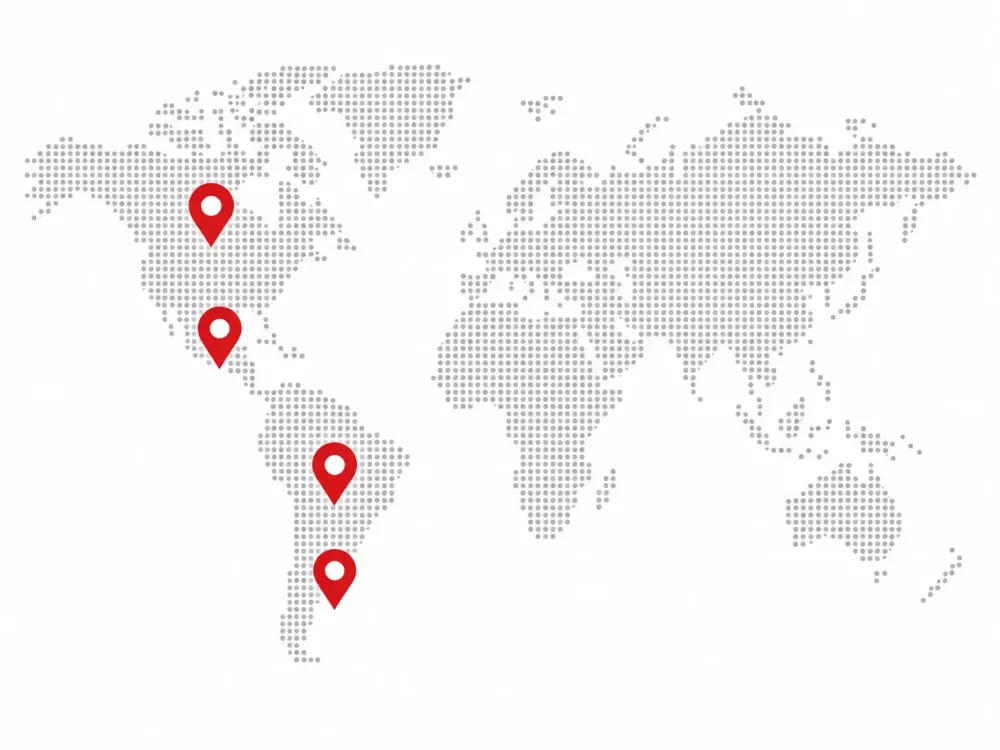 Map marking the United States, Central America and Argentina