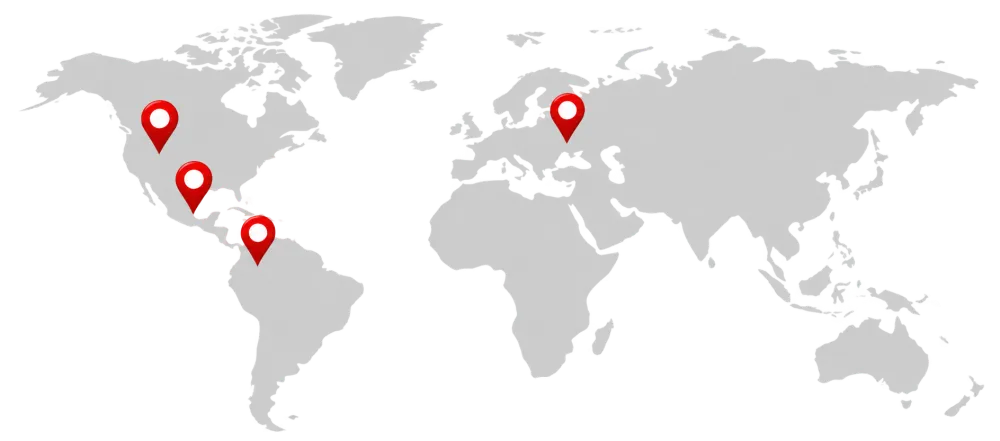 Mapa que marca Estados Unidos, México, Centroamérica y Europa