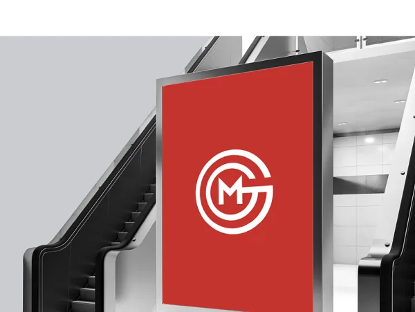 Tela publicitária em um aeroporto ou shopping